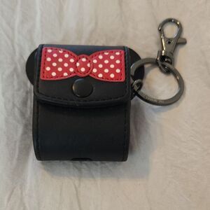 Black and Red Polka Dot Bow Kids Keychain Holder